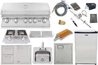 Lion BBQ Direct Premium 10-Piece 40" Natural Gas Grilling Set: Ready-to-Use with Included Hoses, Vent, & Searing burner