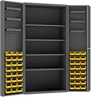 Durham DC36-48-4S6DS-95 Deep Door Bin and Shelf Cabinet, 72" Overall Height, 36" Overall Width, Total Number of Bins 48