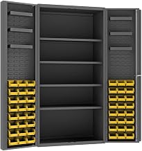 Durham DC36-48-4S6DS-95 Deep Door Bin and Shelf Cabinet, 72" Overall Height, 36" Overall Width, Total Number of Bins 48