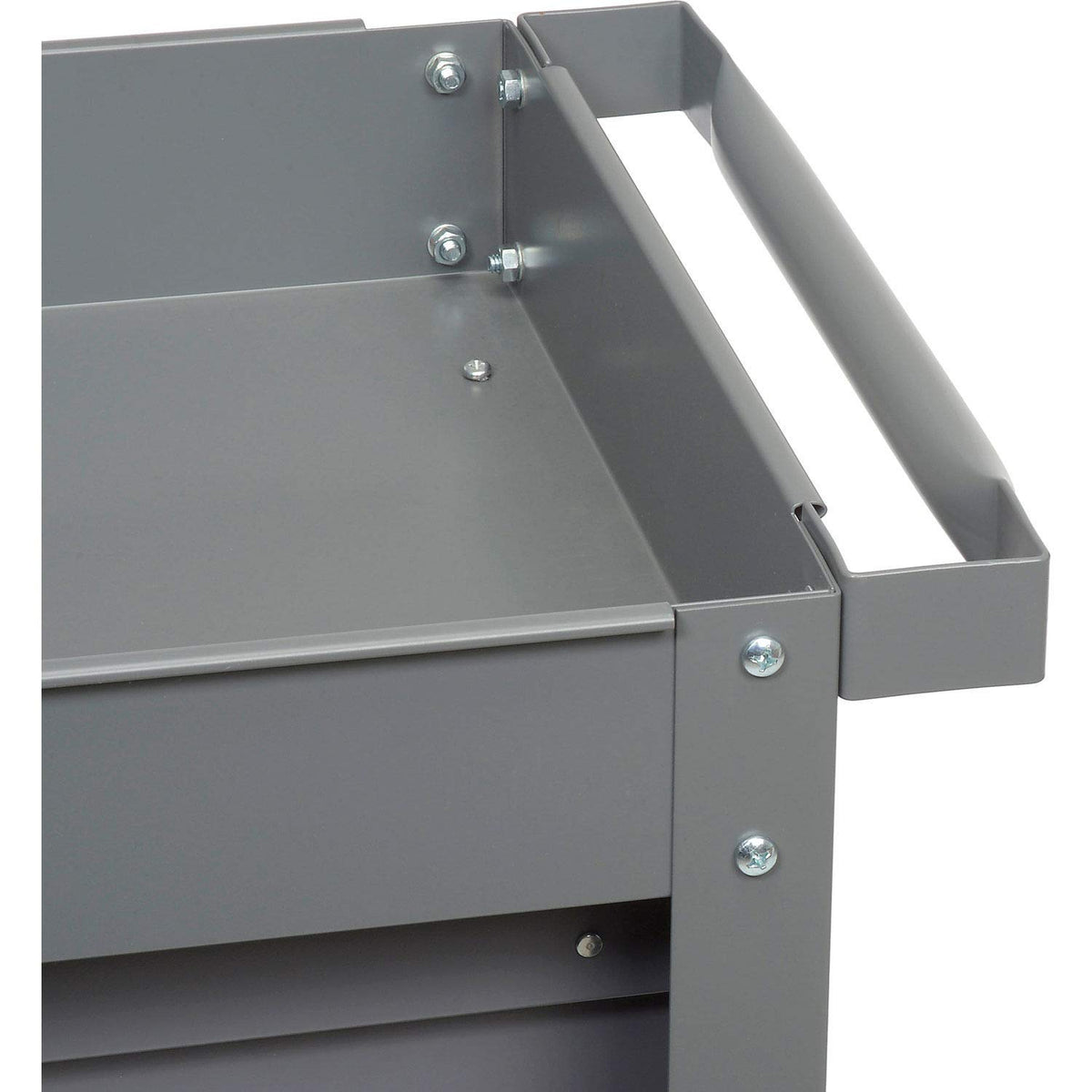 2 Shelf Deep Tray Steel Stock Cart by Global Industrial – 3.5"L x 16"W x 32"H, 12-Gauge Steel, Gray, Model 988836