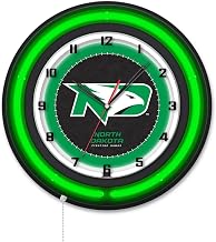 Holland Bar Stool Clk19BKNorDak NCAA 19 in. Dia. University of North Dakota Double Neon Wall Clock Black
