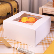 SCT White Window Bakery Box by SOUTHERN CHAMPION TRAY – 10" x 10" x 5" - 100ct, 8.2 liters, Paper, White Window, Pack of 100