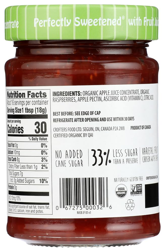 Organic Raspberry Fruit Spread by Crofters – 10 Ounce (Pack of 6), Plastic, No Color, Pack of 6