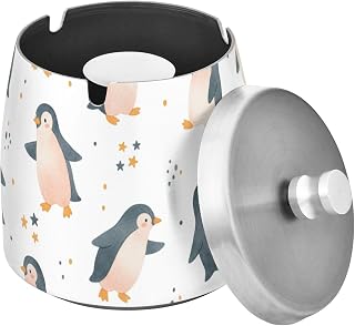 Animal Penguins Splash Ashtray with Lid, Outdoor Ashtrays for Patio