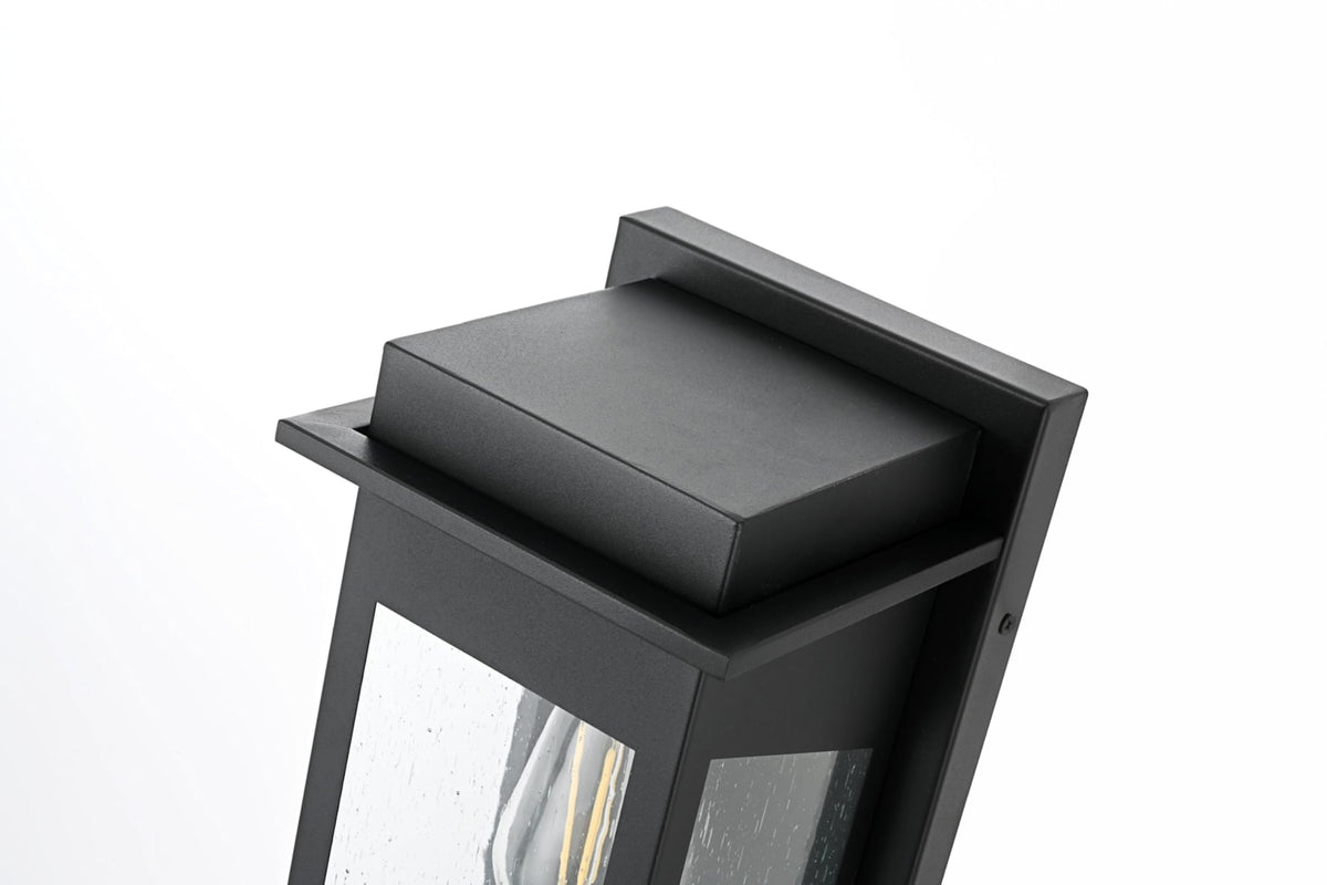 Dunton One Light Outdoor Wall Sconce Black by Lighting Design – Iron, Black, Model OD362W19BK