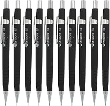 Westcott TRILINE E-733908 00 Mechanical Pencil 0.5 mm HB Black (Set of 10) | Lead Pencil, Metal Lead Guide, Ergonomic Soft Touch | Elegant Triangular Grip Zone |