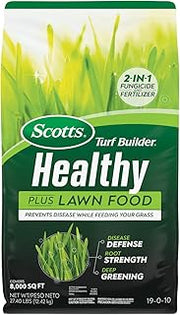 Scotts Turf Builder Healthy Plus Lawn Food, 27.40 lbs. | 2-in-1 Fungicide and Grass Fertilizer, Covers 8,000 sq. ft.