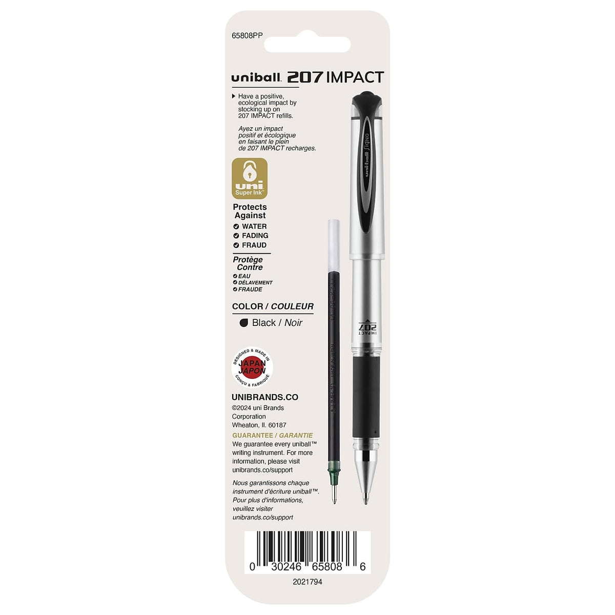 65808 Refill for uni-ball Gel IMPACT Gel Pen Bold Black Ink 2/Pack – Gel, Black, Pack of 2, Model SAN65808