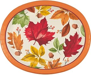 Creative Converting Fall Leaves 12-Inch Oval Paper Plates 8 Per Pack