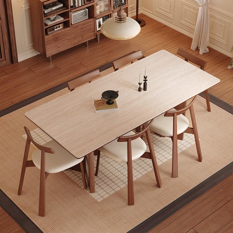 Mesa De Jantar Nordic Travertine Slate Dining Table for Small Household Use Cream Style Rectangular Diner Table by JOYNOW – One Size, 200x80x75cm, Model 8524