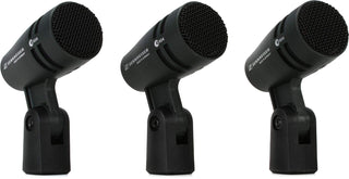 Pro Audio E604 Dynamic Cardioid Instrument Microphone Kit by Sennheiser – 4 inches (W) x 10 inches (L) x 10 inches (H), Brass,Glass, Black, Model e604 3 pack