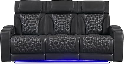 Global Furniture USA U8611 Blanche Charcoal Power Reclining Sofa with PHR and LED