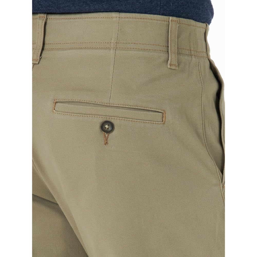 Men's Extreme Motion Flat Front Relaxed Taper Pant by Lee – 36W x 32L, Cotton, Khaki, Model 42765