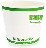 Responsible Products Smooth Insulated Paper Hot Cups (squat), Tree-Less™ Compostable Insulated Coffee Cups, Tree-Free, Made Without PFAS (500, White)