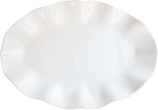 American Atelier Round Ruffle Platter, White