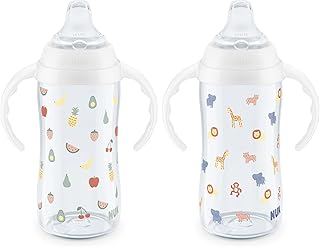 NUK Learner Cup, 8+ Months, Fun Fruits and Animals, Amazon Exclusive Collection, 10 Oz, Pack of 2, BPA-Free, Soft Spout, Spill Proof Sippy Cup