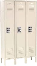 Global Industrial Single Tier Locker, 12x15x60, 3 Door Ready to Assemble, Tan