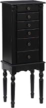 Powell Ebony Jewelry Armoire, Distressed Ebony Black; Black Lining