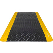 Global Industrial Diamond-Plate Anti Fatigue Mat – 9/16" Thick, 3'W x 16'L, Black/Yellow Border