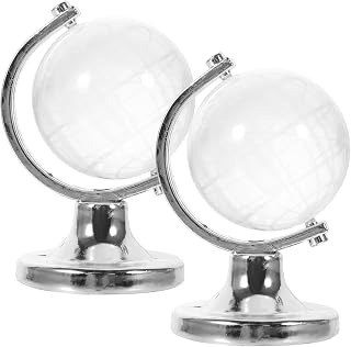 Operitacx 2pcs Creative Globe Decor for Home Rotating Glass Model Ornament Unique Desktop Decoration for Living Room and Office Elegant and Design