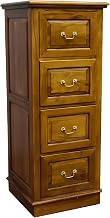 Solid Wood 4-Drawer File Cabinet with Lock, Wood Filing Cabinet for Home Office Storage, Light Brown