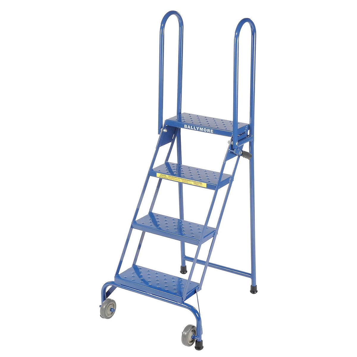 4 Step Lock-N-Stock Folding Ladder by Ballymore – 30"L x 24"W x 10"H, Alloy Steel, Blue, Model LS4247