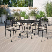 Flash Furniture Black / 35.5" / 4 Round Chairs + Square Table Dining Sets