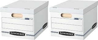 Bankers Box 12 Pack STOR/FILE Basic Duty File Storage Boxes, Standard Assembly, Lift-off Lid, Letter/Legal, White/Blue