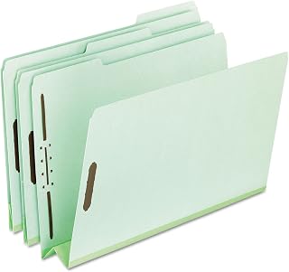 Pendaflex PFX17187 Pressboard Fastener Folders, Legal Size, Light Green, 3" Expansion, 1/3 Cut, 25/BX (17187)