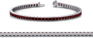 Red Garnet 2mm Channel Set Tennis Bracelet 2.98 ctw 14K White Gold