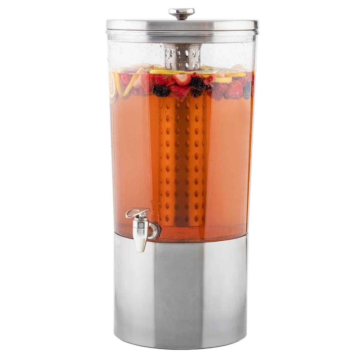 Tablecraft 2.5 Gallon Upscale Drink Dispenser / 11 x 13.5 x 24" / Stainless Steel Iced Beverage Dispensers