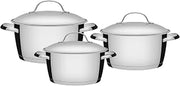 Tramontina Allegra 65660220 Set of 3 Pans with Triple Base and Stainless Steel Lids, Silver