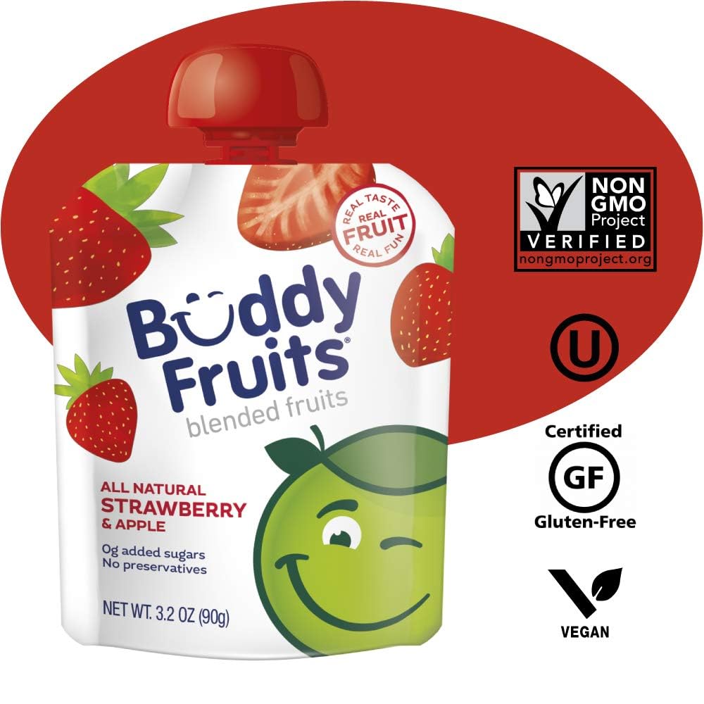 Buddy Fruits Strawberry / 3.2 Ounce (Pack of 18) / 18 Applesauce