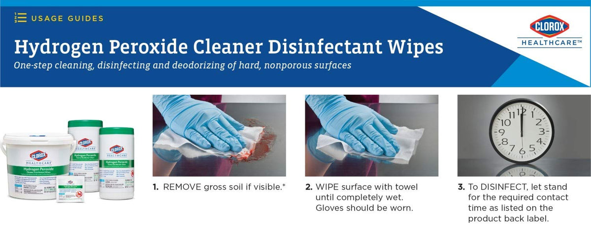 Healthcare Hydrogen Peroxide Cleaner Disinfectant Wipes by Clorox – 95 Count (Pack of 1), Bamboo, White, Model 30824