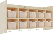 ECR4Kids 10-Section Coat Locker with Shelf and Bins, Natural, Clear