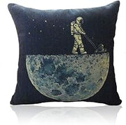 18x18 Inch Cotton Linen Decorative Throw Pillow Cover Cushion Case, Spaceman astronaut, space walk