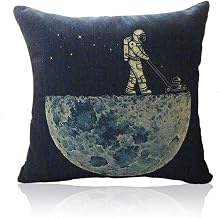 18x18 Inch Cotton Linen Decorative Throw Pillow Cover Cushion Case, Spaceman astronaut, space walk