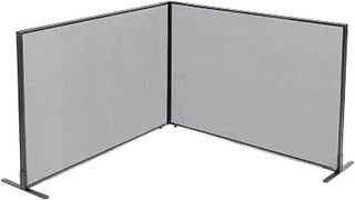 Global Industrial 60-1/4"W x 42" H Freestanding 2-Panel Corner Room Divider, Gray