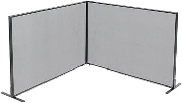 Global Industrial 60-1/4"W x 42" H Freestanding 2-Panel Corner Room Divider, Gray