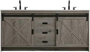 Austin 72" Double Bathroom Vanity in Rustic Grey