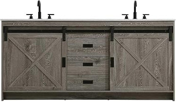 Austin 72" Double Bathroom Vanity in Rustic Grey