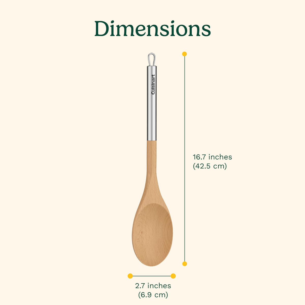 Solid Spoon- Silver by Cuisinart – One Size, Stainless Steel, Wood, Model CTG-BEW-SSS