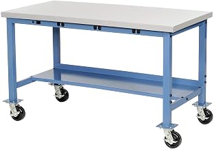 Global Industrial Mobile Workbench with Power Apron, ESD Square Edge, 48" W x 30" D, Blue