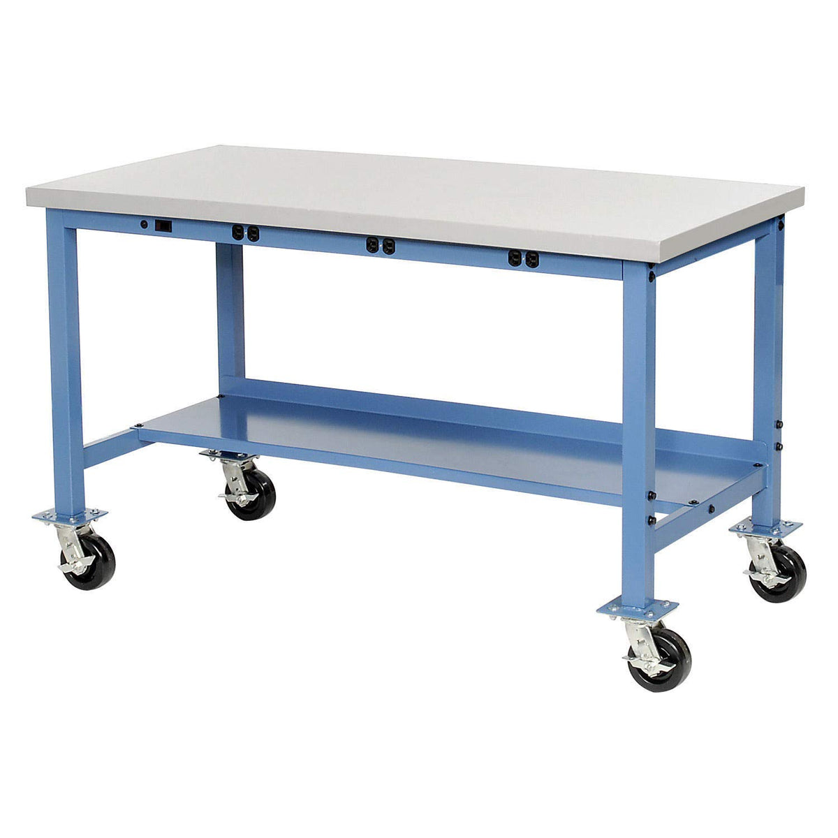 Mobile Workbench with Power Apron by Global Industrial – 30"L x 48"W x 36"H, Steel, Blue, Model 319357BBL