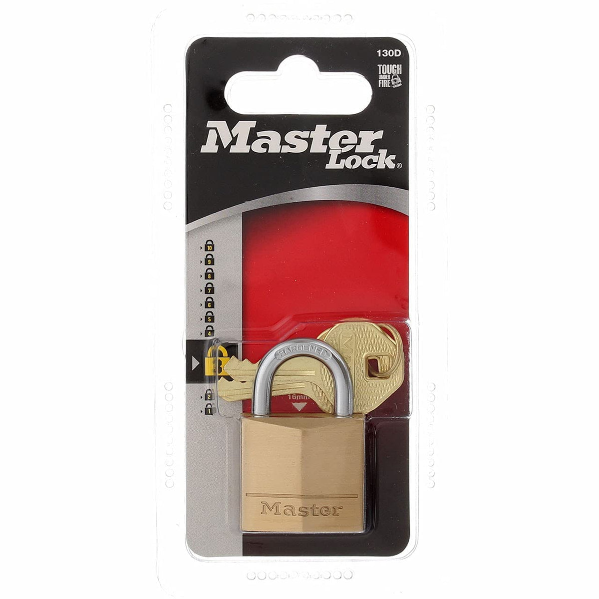 Solid Brass Padlock by Master Lock – 1 Count, Alloy Steel, Brass, Model 130D
