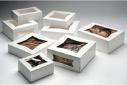 Bakery Box with Window White Paper - 9"Sq x 2 1/2"D 200 Per Case