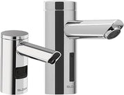 Optima EAF-250 Sensor Activated Faucet, 3335060 & Sloan ESD-2000 Deck-Mounted Foam Soap Dispenser, 3346089-0.5 GPM Battery-Powered Deck-Mounted Mid Body, Polished Chrome Finish