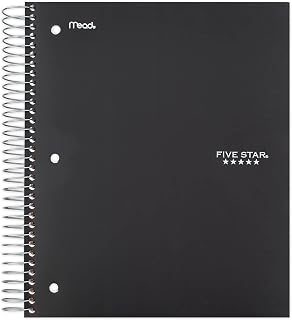 Five Star Spiral Notebook, 3-Subject, Wide Ruled Paper, 10-1/2" x 8", 150 Sheets, Color Will Vary (05204)