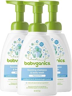 BabyGanics Baby Shampoo + Body Wash Pump Bottle, Fragrance Free, 16oz, 3 Pack