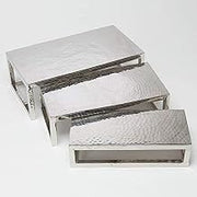 American Metalcraft HMPRR3 Double-Wall Rectangular Hammered Riser Set w/ Solid Top, Silver, Set of 3